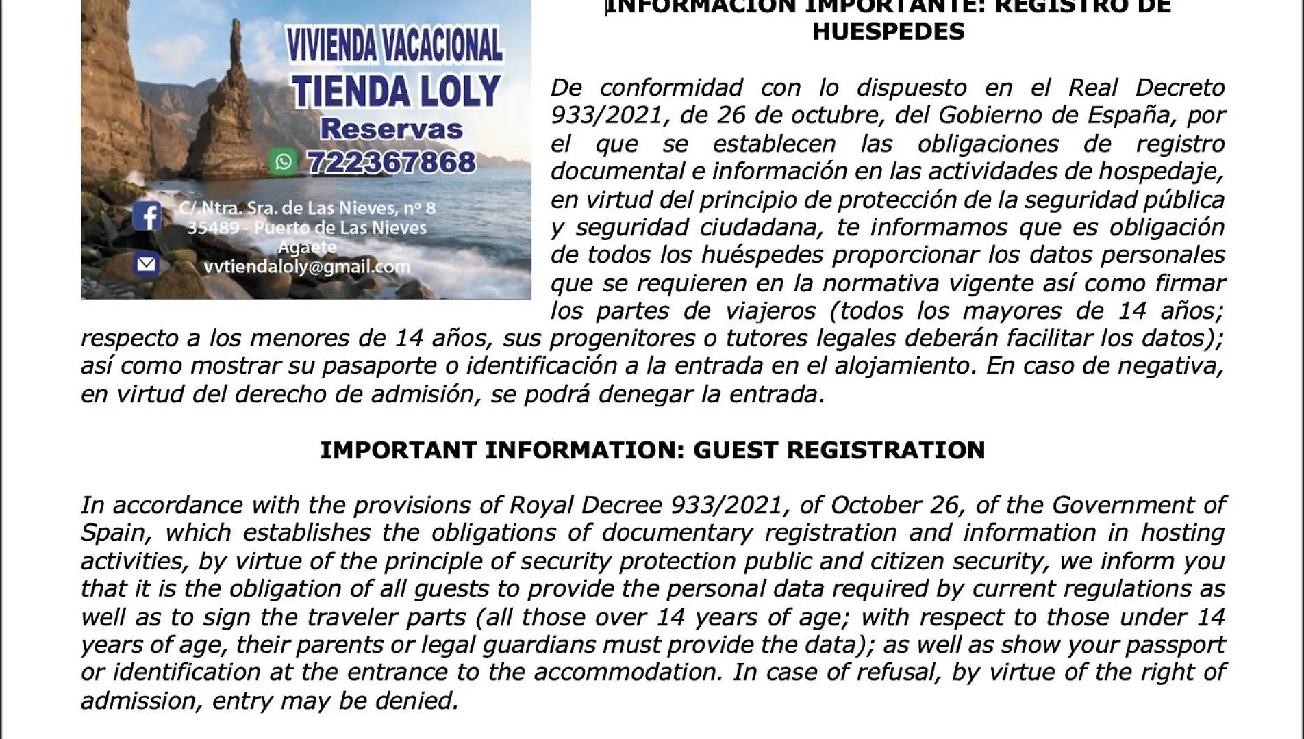 Vivienda Vacacional Tienda Loly Puerto de las Nieves
